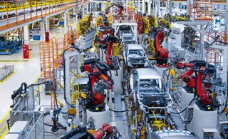 Production line robots automotive industry